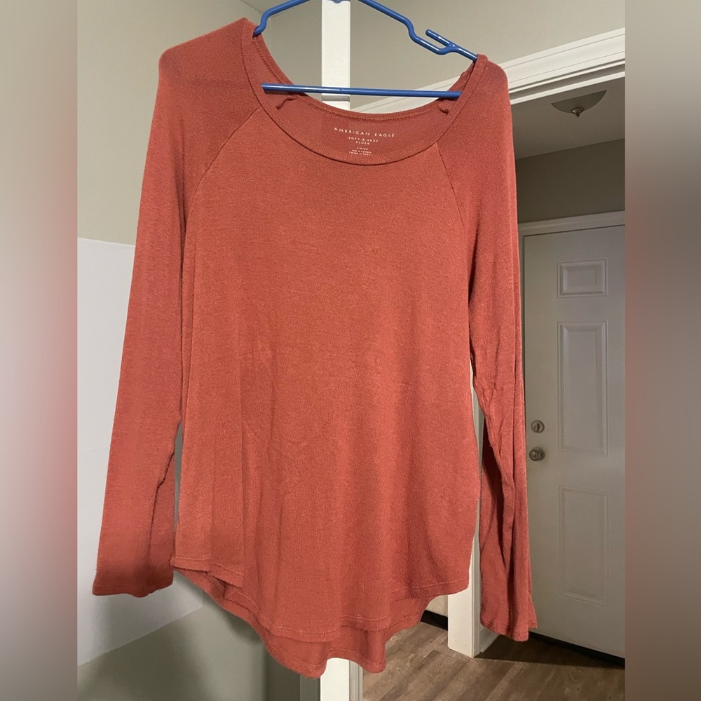 American Eagle Outfitters Orange and Pink Relaxed Long Sleeve Top